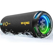 W-Kıng Bluetooth Hoparlörler - IP67 Su Geçirmez Dış Mekan Taşınabilir Kablosuz Hoparlör, 40W Hd 360° Işıklı Stereo Surround Ses, Özel Eq ve Derin BAS/V5.3/DSP/24H/TF/AUX, Toz Geçirmez, Duş, Kamp Için