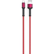 Hasır Kırılmaya Dayanıklı 2m LS64 Micro USB Kablo Kırmızı