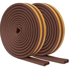 Kyrotech Speed Kapı ve Pencere Sızdırmazlık Contası, D Tipi Rüzgar, Isı Yalıtım ve Soğuk Engelleyici Şerit, 5,6 * 2= 11,2 Metre, Kahverengi, 2 Li Set