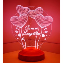 14 Şubat Hediyesi Canım Sevgilim, Sevgililer Günü Hediyesi Balon Kalpler Küre 3 Boyutlu 3D LED Lamba Gece ve Masa Lambası