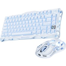 Gravastar Mercury K1+M1 Pro Kablosuz Rgb Işıklı Mekanik Q Gaming Klavye ve Optik Mouse Seti, Ice Blue