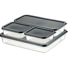 Renas Store Orret Home 4 Adet Buzdolabı ve Derin Dondurucu Saklama Kabı Seti, Fresh Box, Dolap Düzenleyici ve Buz Dolabı Organizeri, Bpa Içermeyen Pp Plastik,gıdaları Taze Tutma,mutfak Düzenleyici (Gri)