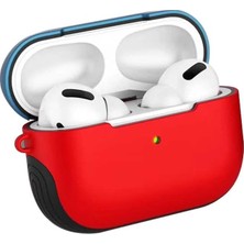 Zore Apple ile Uyumlu Airpods Pro Kılıf Shockproof Silikon Kırmızı-Mavi