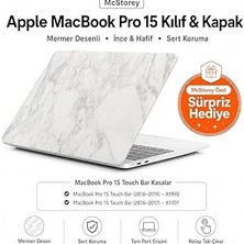 Mcstorey MacBook Pro 15 Mermer Desenli Kılıf A1707 A1990 Uyumlu Ince Hafif Sert Kapak Koruyucu Kılıf Gri