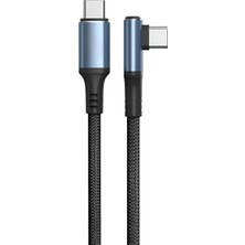 90 Derece Açılı USB Type-C Şarj Kablosu, Oyun Için Uyumlu, Dayanıklı Örgülü Kablo, Bükülmeyi Önleyen Tasarım, Type-C To Type-C 60W