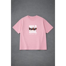 Vodexa Ünisex Oversize T-Shirt Wild Soul Baskılı %100 Pamuk Tişört Rahat Kalıp
