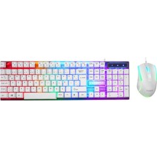 Everest KM-198 Luminax Gökkuşağı Aydınlatmalı Q Gaming Oyuncu Klavye + Mouse Set (Beyaz)
