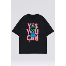 Vodexa T-Shirt Oversize Unısex %100 Pamuklu Rahat Kalıp Baskılı Tişört