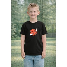 Vodexa Erkek Çocuk Havada Basket Topu Baskılı Çocuk Tişört %100 Pamuk – Yazlık Çocuk T-Shirt