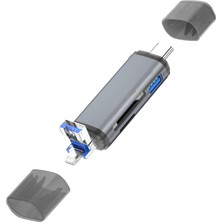 Daytona Ads-28 6ın1 Otg Card Reader- Lightning Apple, Iphone& Ipad Için, USB 3.0 To Type C Sd/tf Kart Okuyucu