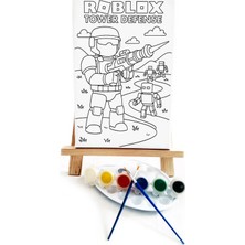 Lilafil Robloks Çocuk Ressam Seti - 20 x 30 cm Önçizimli Tuval, 2 Adet Fırça, Palet, Boyalar ve Şövale