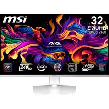Msı 31.5" Mpg 321URXW Qd-Oled, Gaming Monitör, Uhd, 16:9, Flat, Qd-Oled, 240Hz, 0.03MS, G-Sync Compatible, Beyaz
