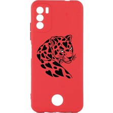 S19 Max Pro S Leopar Desenli Kamera Korumalı Kırmızı Silikon Kılıf