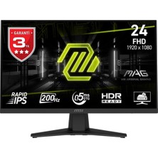 Msı 23.8 Mag 244F, Gaming Monitör, Fhd, 16:09 Flat, Rapid Ips, 200HZ, 1ms, Freesync Premium