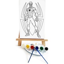 Lilafil Spider Çocuk Ressam Seti - 20 x 30 cm Önçizimli Tuval, 2 Adet Fırça, Palet, Boyalar ve Şövale