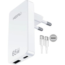 HP-C36 65 Watt Gan Şarj Adaptörü 100 cm Kablo 2-Port Fast Charger Hızlı Şarj Seti Type-C Kablo Dahildir Quick Charge 3.0