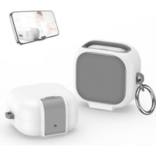 Undeplus Samsung Galaxy Buds 4 Pro/buds 4 ile Uyumlu Kılıf Standlı Kilitli Tpu Premium Matte Trip Case Beyaz