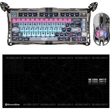 Gravastar V75 Pro Manyetik Kablolu Gaming Klavye, Xpro Kablosuz Optik Mouse ve Mousepad Oyuncu Seti (Cyberpunk)
