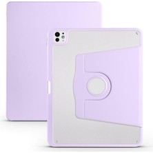 Zore Apple ile Uyumlu iPad Pro 13 2024 Kılıf Zore Termik Kalem Bölmeli Dönebilen Standlı Kılıf Lila