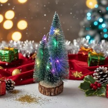 Coverzone 1 Adet Rgb Işıklı Mini Yılbaşı Ağacı Masaüstü Aydınlatma Dekoratif Hediyelik Noel Pilli Çam Ağaç Yılbaşı Süsü 20CM (20CM)