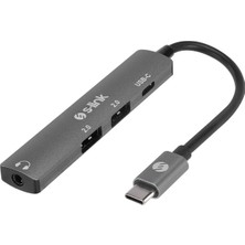 S-Link SWV-USBC024 4 In 1 Gri Metal Typec To 2*usb2.0 Usb-C, 3.5mm Aux Port Type C Adaptör