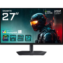 Gıgabyte MO27Q2A 27" Qd-Oled Gaming Monitor, Qhd (2560X1440), 280Hz, 0.03MS Gtg, Anti-Reflection, HDMI 2.1 & Displayport 1.4 & Usb-C, Displayhdr True Black 400, Clearmr 15000, Kvm, Dahili Hoparlör