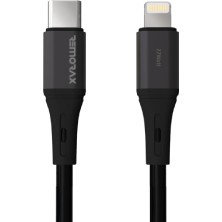 Wahoo Type C-Lightning 27WATT Pd Hızlı Şarj Kablosu, Siyah/antrasit Metal (100 Cm)