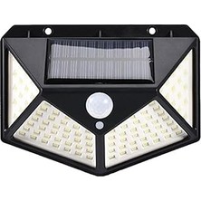 100 Led'li Güneş Enerjili Solar Duvar Apliği - 1200 Lümen Hareket Sensörlü 3 Modlu Bahçe Aydınlatması, Duvar Armatürü IP65 Su Geçirmez, 270° Geniş Açı, Siyah