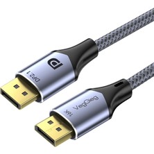 Veggieg Displayport 16K 60Hz 8k 240Hz 4K 240Hz 80 Gbps Hdr Arc Örgülü Dp 2.1 Kablo 1 Metre