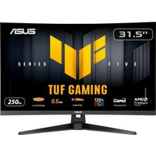 Asus Tuf Gamıng VG32VQM5B 31.5 Fast Va Kavisli Freesync ve Gsync Uyumlu Hdr 1920X1080 0.5ms 250Hz 300CD Dp HDMI Hoparlör Vesa 3yıl 120% Srgb Flıcker-Free,çerçevesiz,düşük Mavi Işık Monitör
