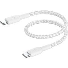Belkin Boostcharge (0.5ft) Braided Usb-C To Usb-C Cable For iPhone 16, iPhone 16 Pro, iPhone 16 Pro Max, iPhone 16 Plus, iPhone 15, Galaxy S24, S23, NOTE10, Pixel 9, Pixel 8, iPad Pro & More - White