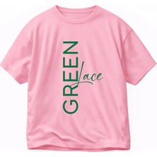 Vodexa Ünisex Oversize T-Shirt Green T Baskılı %100 Pamuk Tişört Rahat Kalıp