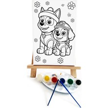 Lilafil Pawpa Çocuk Ressam Seti - 20 x 30 cm Önçizimli Tuval, 2 Adet Fırça, Palet, Boyalar ve Şövale