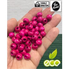 Moontime Alaçatı Ekonomik Paket 1 Kilo 10MM Ahşap Boncuk  - Fuşya - ( Ort - 2500-3000 Adet )