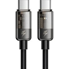 Mcdodo CA-2840 Type-C To Type-C 100W LED Işikli Power Off Hızlı Data Şarj Kablosu 1.2m, Siyah