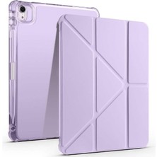 Constraın - iPad Air 11 2025 M3 Kılıf Tri Folding Kalem Bölmeli Standlı Kılıf - Lila