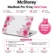 Mcstorey MacBook Pro 13 Çiçek Desenli Kılıf A1706 A1708 A1989 A2159 A2251 A2289 A2338 M1 M2 Uyumlu Baskılı Sert Kılıf Ince Hafif Koruyucu Kapak Pembe