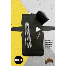 Moontime Alaçatı Mykonos - Kanvas Siyah No.4 Çanta Yapım Kiti – Kanvas Çanta Seti (Zincir, Polyester, Makrome No.4)