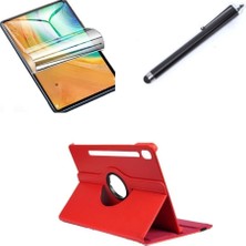 Samsung Galaxy Tab S9 Fe PLUS/S10 Plus/s9 Plus ile Uyumlu Kılıf Dönen Tablet Kilifi Ekran Koruyucu+Kalem Kırmızı