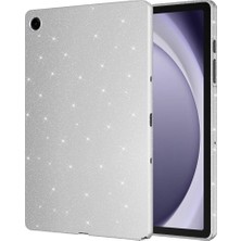 Samsung Galaxy Tab A9 Plus 11INÇ ile Uyumlu Kılıf Işıltılı Parlak Görünüm Koton Case X210 X216 X218 Gümüş