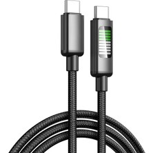 Usb-C Şarj Kablosu, LED Göstergeli, Örgülü Naylon Kablo, Akıllı Telefonlar Için Hızlı Şarj, Siyah, 100CM Type-C To Type-C 60W