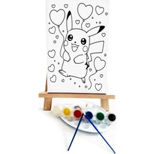 Lilafil Pikaçuu Çocuk Ressam Seti - 20 x 30 cm Önçizimli Tuval, 2 Adet Fırça, Palet, Boyalar ve Şövale