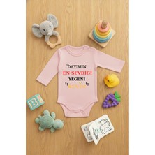 Vodexa Bebek Zıbın Çıtçıtlı Body %100 Pamuk Dayımın En Sevdiği Yeğeni Baskılı