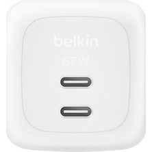 Belkin Smartprotect 2 Portlu Usb-C Şarj Cihazı 67 W, Çift Portlu Gan Şarj Cihazı, 2 M Usb-C Kablo Dahildir, Macbook, iPhone 17, iPad Pro, Chromebook, Galaxy S25 Ultra, Pixel 10 Için Hızlı Şarj, Beyaz