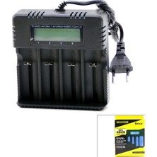 Renas Store 4lü Pil Şarj Aleti 3000MA 4.2V Fişli=ac 100-240V Etc - 26650 - 18650 - 16340 BX40