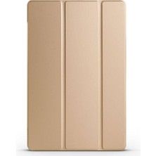 Babilden Samsung Galaxy Tab A9 Plus X210/GALAXY Tab A11+ Tablet ile Uyumlu Tablet Kılıfı Smart Cover Uyku Modlu Standlı Arkası Sert Şeffaf Kapak Gold