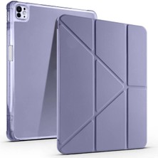 Constraın - iPad Air 13 2025 M3 Kılıf Tri Folding Kalem Bölmeli Standlı Kılıf - Mor