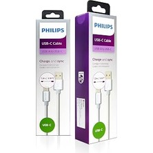 Philips USB - USB C Şarj Kablosu, 1.2 Metre, Deri, Siyah (DLC2528M)