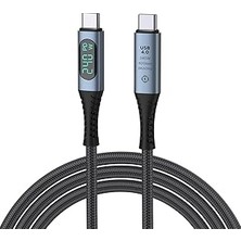 LED Ekranlı 240W USB C - USB C Hızlı Şarj Kablosu, (48V/5A) Usb-C Pd 3.1, Naylon Örgülü Tip C Erkek - Erkek Kablo Kablosu, MacBook Pro/air/ipad/google/hp/lenovo/samsung Için Dizüstü Veri Kablosu