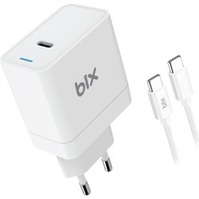 Bix BXUC65FTA 65W Pd Typ-C Girişli Macbook Pro/air Şarj Cihazı, MacBook Air/pro 13/14/15/16 Inç LED Göstergeli ve Tüm Type-C Cihazlarıyla Uyumlu 2 Metre Type-C’den Type-C’ye Kablo